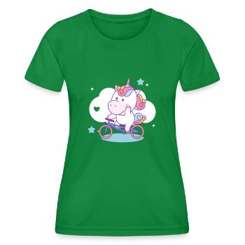 Unicorn Riding Bicycle - Women's Functional T-Shirt - kelly green - Front - AI Model Female 172 dark (172cm)