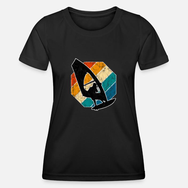 Windsurfing Windsurfer Windsurfing Retro Surfing - Women's Functional T-Shirt - black