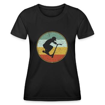 Vintage Stunt Scooter Pedal Scooter Boys Gift - Women's Functional T-Shirt - black - Front - AI Model Female 172 light (172cm)