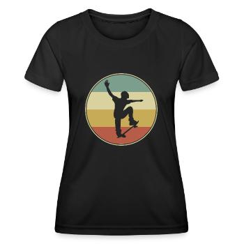 Retro Skater Cool Skateboard Boys Gift - Women's Functional T-Shirt - black - Front - AI Model Female 172 light (172cm)