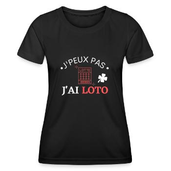 j'peux pas j'ai Loto cadeau loterie - T-shirt sport Femme - noir - Devant - AI Model Female 172 light (172cm)