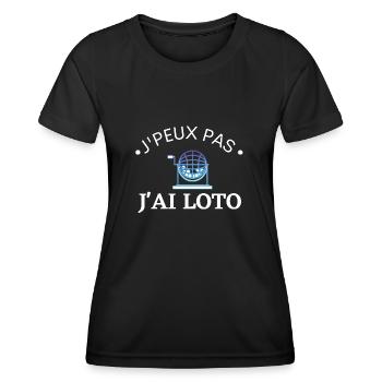 j'peux pas j'ai Loto cadeau humour - T-shirt sport Femme - noir - Devant - AI Model Female 172 light (172cm)
