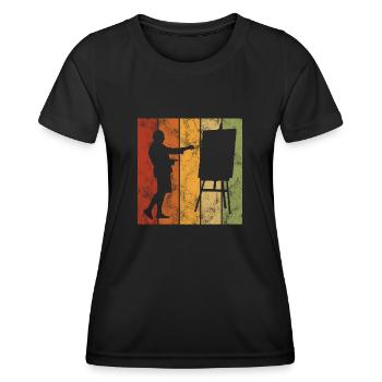 Künstler Malerei Retro Kunst Künstlerin Malerin - Frauen Funktions-T-Shirt - Schwarz - Vorne - AI Model Female 172 light (172cm)