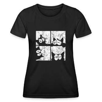 Chat Chat Miau Chat Rétro Chat Chat - T-shirt sport Femme - noir - Devant - AI Model Female 172 light (172cm)