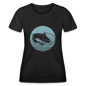 Retro Wels Vintage Wels - Frauen Funktions-T-Shirt - Schwarz - Vorne - AI Model Female 172 light (172cm)