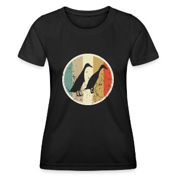 Laufenten - Frauen Funktions-T-Shirt - Schwarz - Vorne - AI Model Female 172 light (172cm)