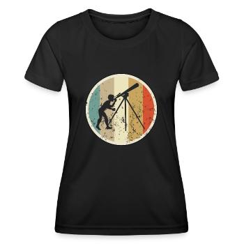 Astronom Teleskop Astronomie - Frauen Funktions-T-Shirt - Schwarz - Vorne - AI Model Female 172 light (172cm)