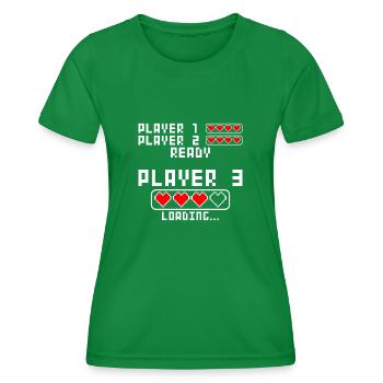 Schwangerschaft verkünden Baby Player 3 Loading - Frauen Funktions-T-Shirt - Kelly Green - Vorne - AI Model Female 172 dark (172cm)