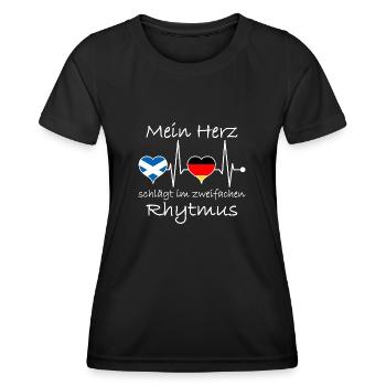 Schottland Deutschland Flagge Herzschlag - Frauen Funktions-T-Shirt - Schwarz - Vorne - AI Model Female 172 light (172cm)