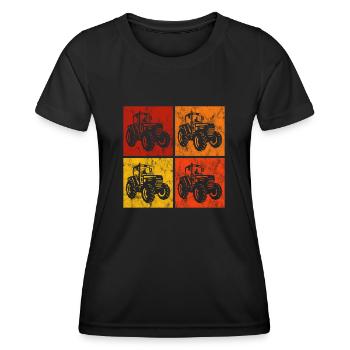 Farmer Tractor Retro Farm Tractors Tractors Tractors - Women's Functional T-Shirt - black - Front - AI Model Female 172 light (172cm)