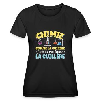 Chimie définition humour idée cadeau chimiste - T-shirt sport Femme - noir - Devant - AI Model Female 172 light (172cm)
