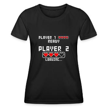 Pregnancy Announce Baby Player 2 Loading - Women's Functional T-Shirt - black - Front - AI Model Female 172 light (172cm)