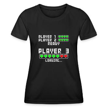 Grossesse annoncer baby Player 3 Loading - T-shirt sport Femme - noir - Devant - AI Model Female 172 light (172cm)