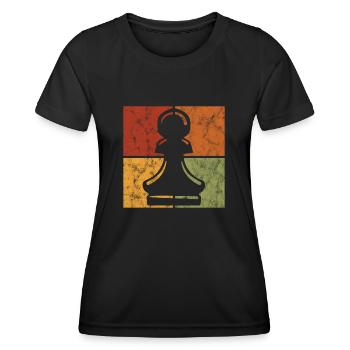 Schachmatt Retro Schachfigur Schachspieler Schach - Frauen Funktions-T-Shirt - Schwarz - Vorne - AI Model Female 172 light (172cm)