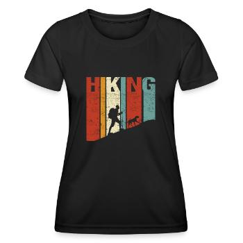 Randonner avec le chien Hiking - T-shirt sport Femme - noir - Devant - AI Model Female 172 light (172cm)