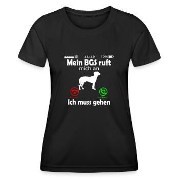 BGS Hund ruft an Spruch Lustig - Frauen Funktions-T-Shirt - Schwarz - Vorne - AI Model Female 172 light (172cm)