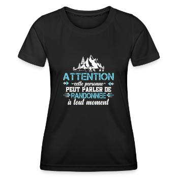 randonneur idée cadeau passion randonnée, humour - T-shirt sport Femme - noir - Devant - AI Model Female 172 light (172cm)