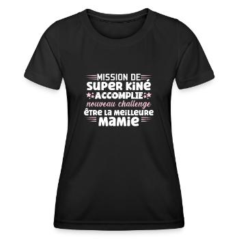 Ancienne kiné. Kinésithérapeute idée cadeau - T-shirt sport Femme - noir - Devant - AI Model Female 172 light (172cm)
