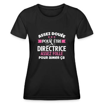 Directrice idée cadeau métier humour responsable - T-shirt sport Femme - noir - Devant - AI Model Female 172 light (172cm)