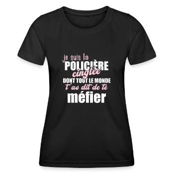 Policière idée cadeau métier gardien de la paix. - T-shirt sport Femme - noir - Devant - AI Model Female 172 light (172cm)