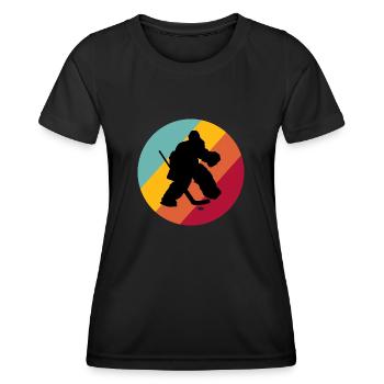 Eishockey Hockey Goalie Torhüter - Frauen Funktions-T-Shirt - Schwarz - Vorne - AI Model Female 172 light (172cm)