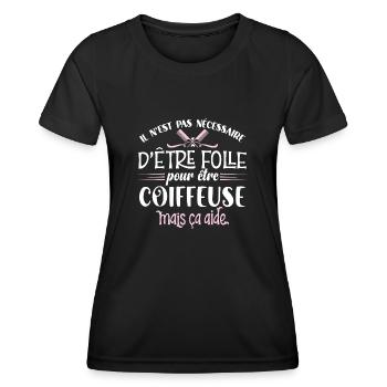 Coiffeuse idée cadeau métier femme coiffure humour - T-shirt sport Femme - noir - Devant - AI Model Female 172 light (172cm)