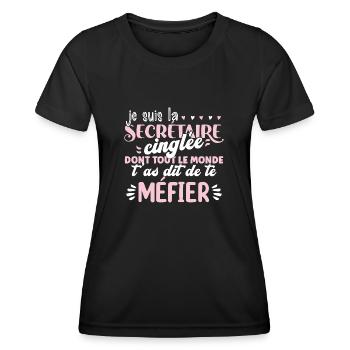 Secrétaire idée cadeau métier citation humour - T-shirt sport Femme - noir - Devant - AI Model Female 172 light (172cm)