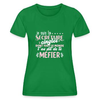 Secrétaire idée cadeau métier citation humour - T-shirt sport Femme - vert - Devant - AI Model Female 172 dark (172cm)