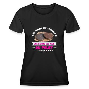 une femme qui joue au palet - T-shirt sport Femme - noir - Devant - AI Model Female 172 light (172cm)