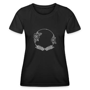 Fleurs blanches Vrilles Coin Ornements Cadre - T-shirt sport Femme - noir - Devant - AI Model Female 172 light (172cm)