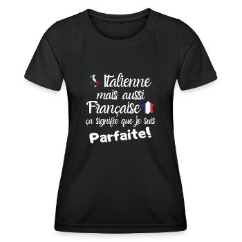 Je suis Italienne et française cadeau femme humour - T-shirt sport Femme - noir - Devant - AI Model Female 172 light (172cm)