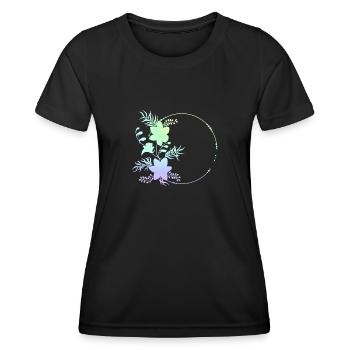 Circular frame flowers ornaments - Women's Functional T-Shirt - black - Front - AI Model Female 172 light (172cm)