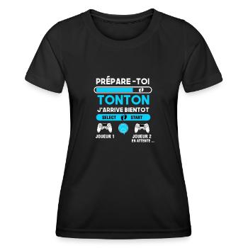 Futur Tonton Gamer Cadeau tonton j'arrive - T-shirt sport Femme - noir - Devant - AI Model Female 172 light (172cm)