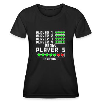 Annonce de grossesse bébé 5 enfant cinq cinquième - T-shirt sport Femme - noir - Devant - AI Model Female 172 light (172cm)