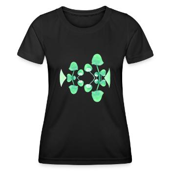 Pilz Fluoreszierende Farbe Grüner Spiegel - Frauen Funktions-T-Shirt - Schwarz - Vorne - AI Model Female 172 light (172cm)