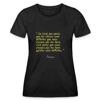 Ce n est pas parce que les choses sont difficiles - T-shirt sport Femme - noir - Devant - AI Model Female 172 light (172cm)