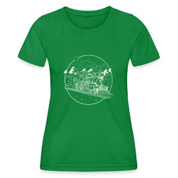 Old steam locomotive - Women's Functional T-Shirt - kelly green - Front - AI Model Female 172 dark (172cm)