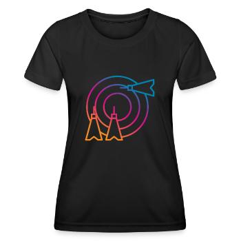Players play darts - Women's Functional T-Shirt - black - Front - AI Model Female 172 light (172cm)