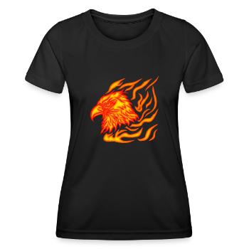 cool, burning phoenix head with flames - Women's Functional T-Shirt - black - Front - AI Model Female 172 light (172cm)