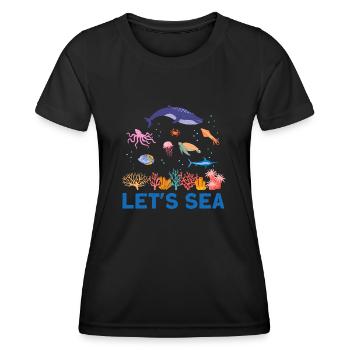Océan Mer Biologiste Marin Biologie Marine Biologie Biologie Biologie - T-shirt sport Femme - noir - Devant - AI Model Female 172 light (172cm)