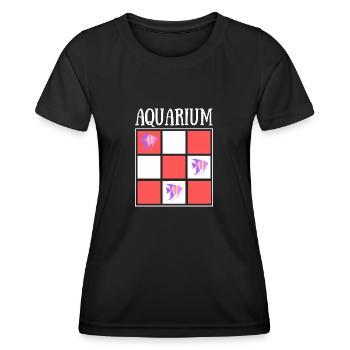 AQUARIUM - POISSONS - ROUGE ET BLANC - T-shirt sport Femme - noir - Devant - AI Model Female 172 light (172cm)