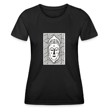 Côte d'ivoire - masque Baoulé - T-shirt sport Femme - noir - Devant - AI Model Female 172 light (172cm)