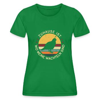 Zuhause Ist Wo Meine Wachteln Sind - Frauen Funktions-T-Shirt - Kelly Green - Vorne - AI Model Female 172 dark (172cm)
