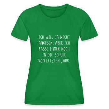 Ich will ja nicht angeben aber - Frauen Funktions-T-Shirt - Kelly Green - Vorne - AI Model Female 172 dark (172cm)