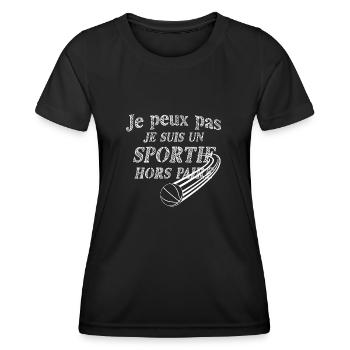 Tee shirt je peux pas j ai basket - T-shirt sport Femme - noir - Devant - AI Model Female 172 light (172cm)