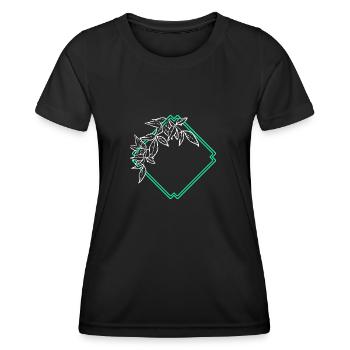 Natur Rahmen Quadrat Blatt Verzierung - Frauen Funktions-T-Shirt - Schwarz - Vorne - AI Model Female 172 light (172cm)