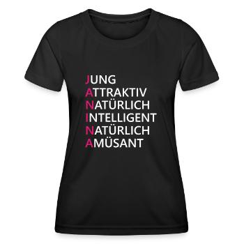 Janina Name Geschenk - Frauen Funktions-T-Shirt - Schwarz - Vorne - AI Model Female 172 light (172cm)