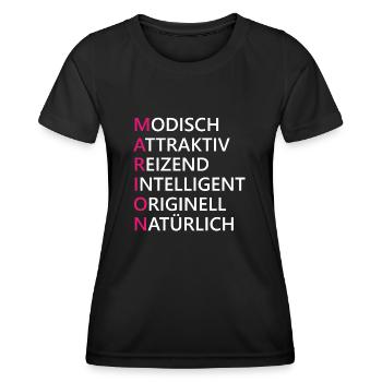 Marion Name Geschenk - Frauen Funktions-T-Shirt - Schwarz - Vorne - AI Model Female 172 light (172cm)