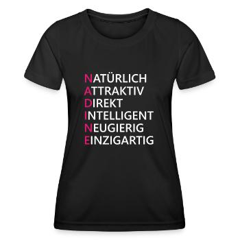 Nadine Name Geschenk - Frauen Funktions-T-Shirt - Schwarz - Vorne - AI Model Female 172 light (172cm)