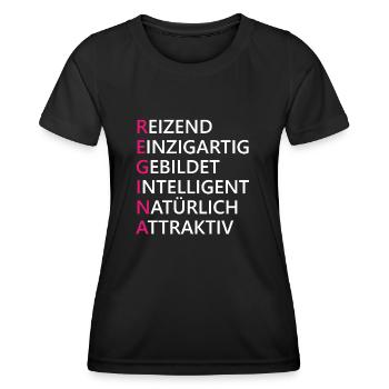 Regina Name Geschenk - Frauen Funktions-T-Shirt - Schwarz - Vorne - AI Model Female 172 light (172cm)